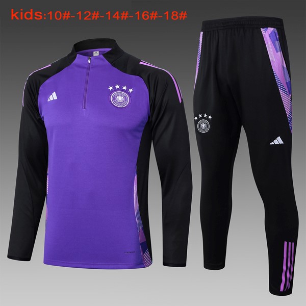 Niños Sudadera De Training Alemania 2024-2025 Purpura Negro 3